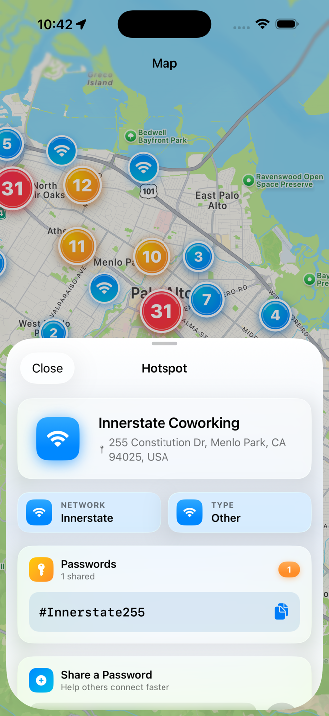One tap. One password. — Verified credentials, fresh from the community. Copy and connect in seconds.